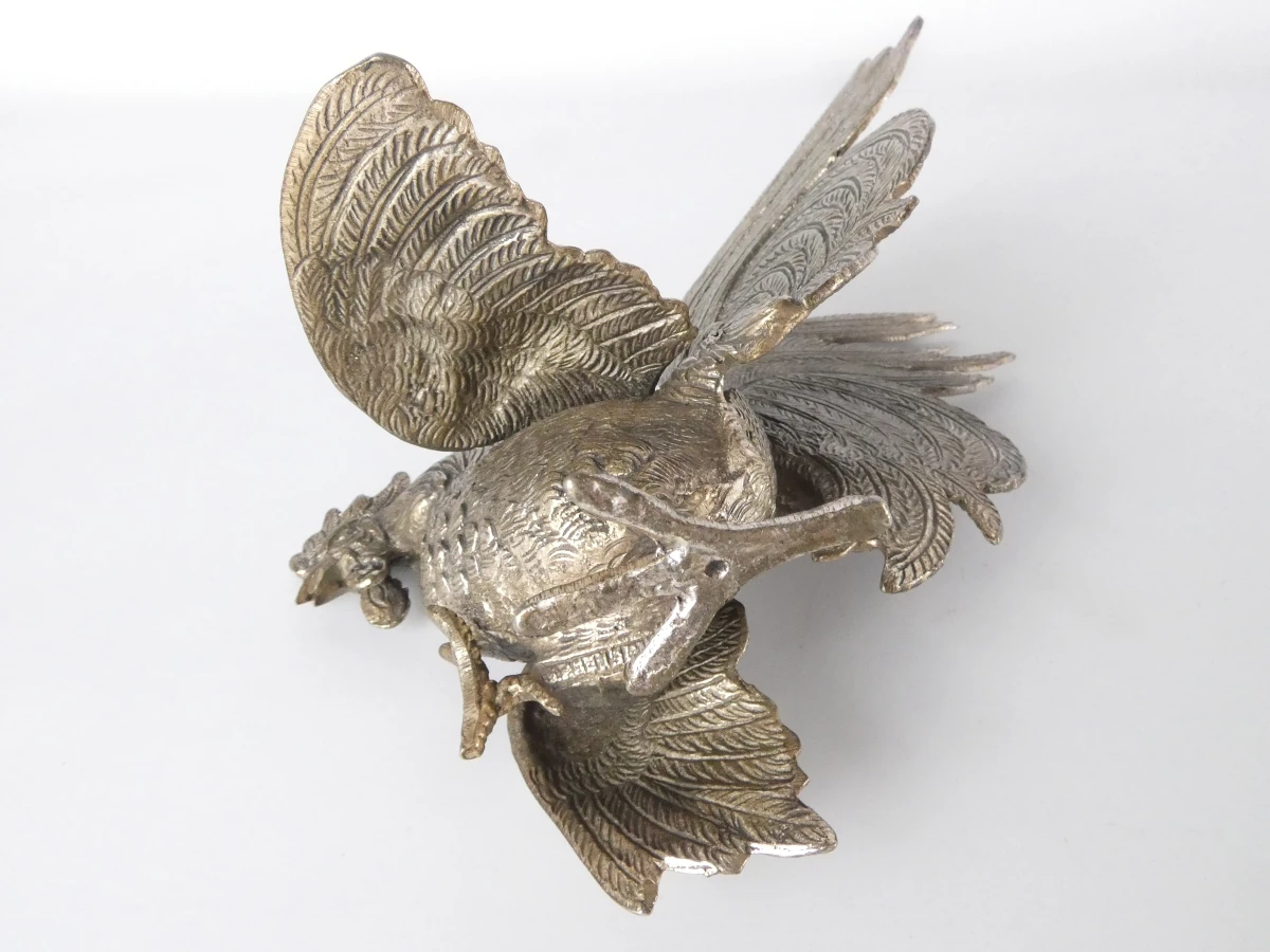 Set van 2 decoratieve metalen haan beelden - foto 11