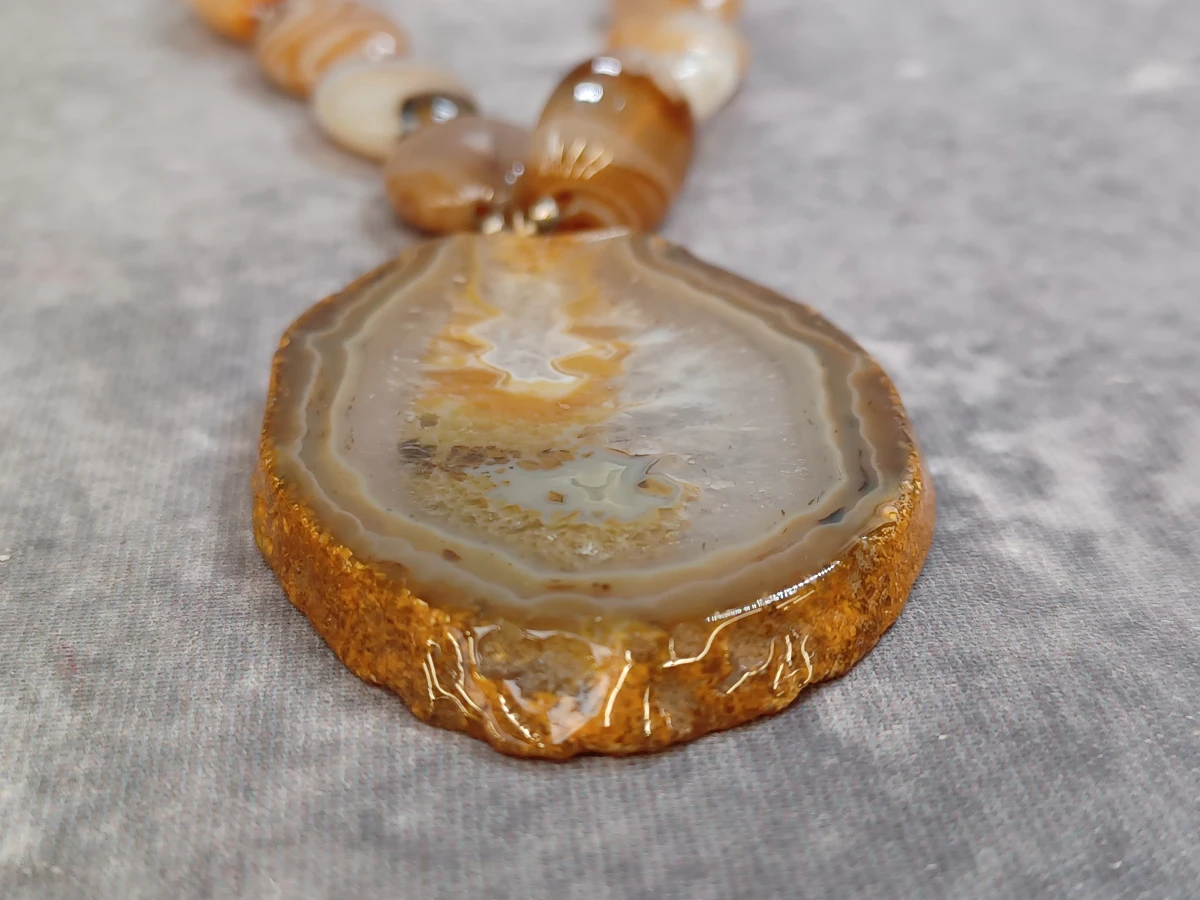Ketting met natuurlijke agaten en geode-hanger - foto 5