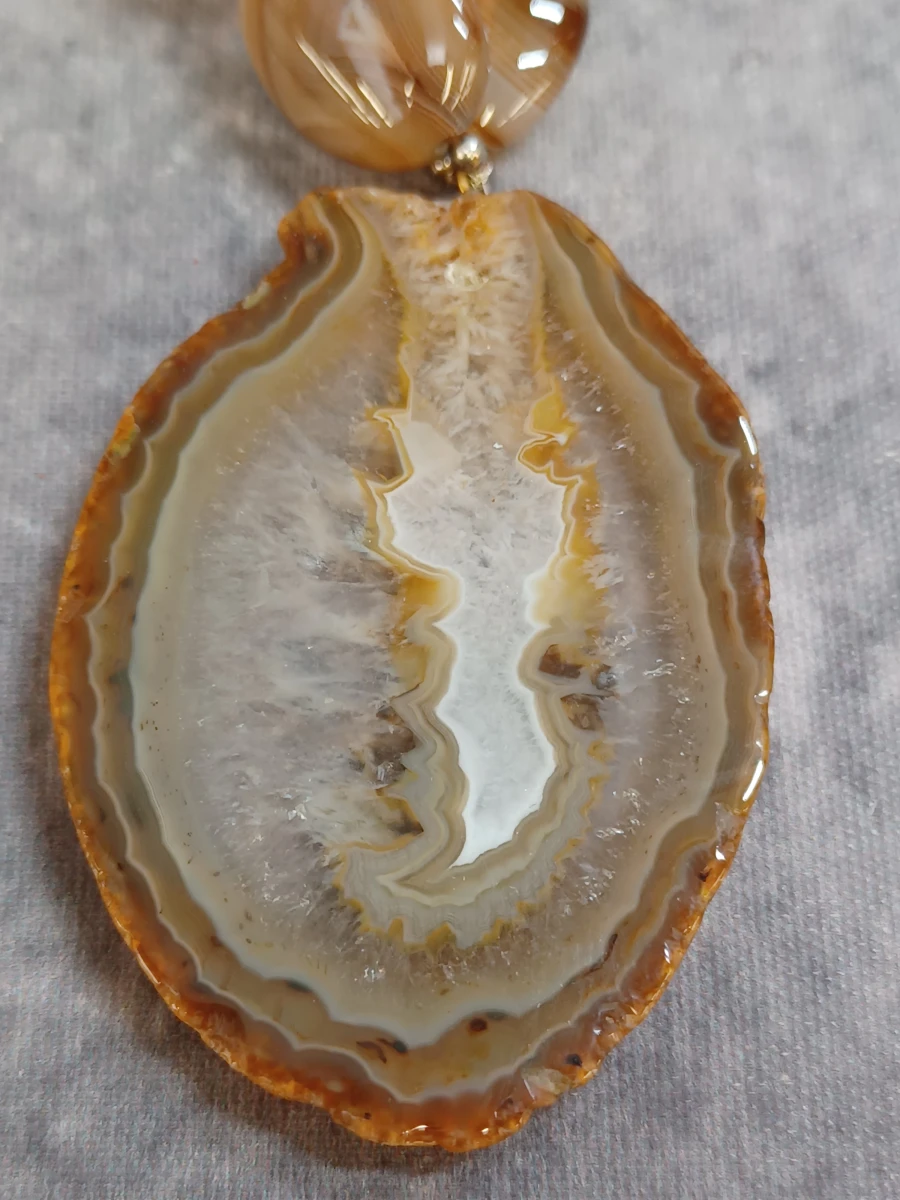 Ketting met natuurlijke agaten en geode-hanger - foto 3