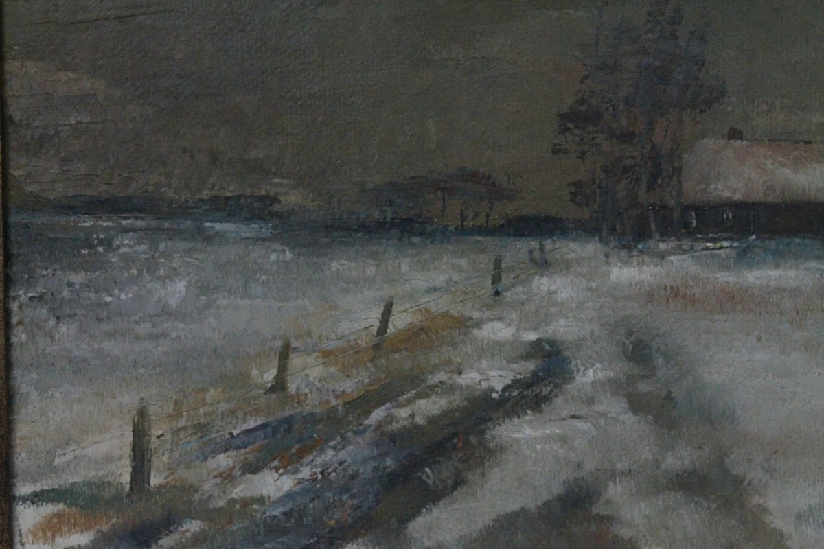 Olieverfschilderij: Klassiek winterlandschap - foto 4