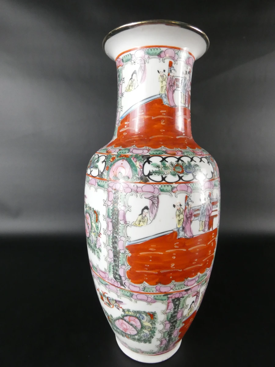 Chinese porseleinen vaas in Cantonese (Rose Medallion)-stijl - foto 2
