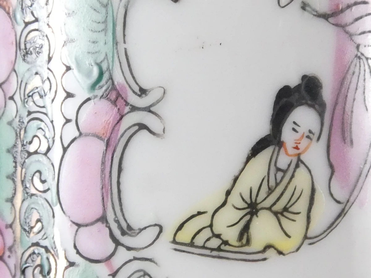 Chinese porseleinen vaas in Cantonese (Rose Medallion)-stijl - foto 8