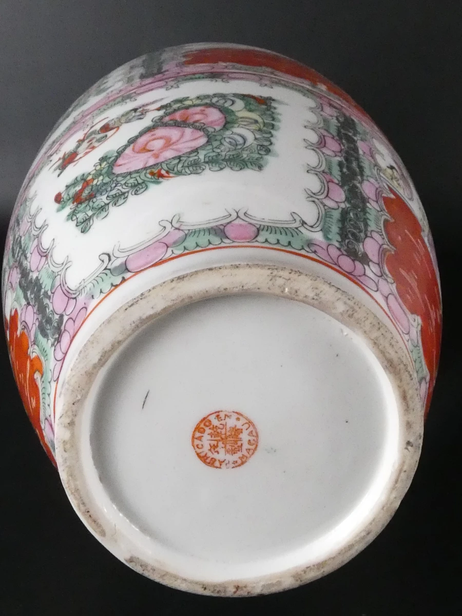 Chinese porseleinen vaas in Cantonese (Rose Medallion)-stijl - foto 9