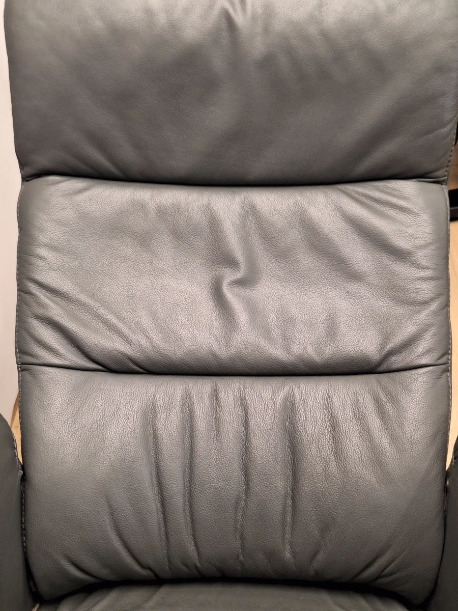 Relaxfauteuil in antracietgrijs leder met glanzende metalen schotelvoet - Hukla Duitsland - foto 12