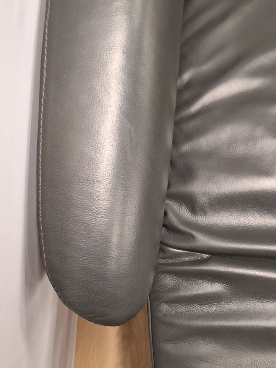 Relaxfauteuil in antracietgrijs leder met glanzende metalen schotelvoet - Hukla Duitsland - foto 10