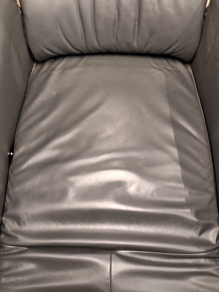 Relaxfauteuil in antracietgrijs leder met glanzende metalen schotelvoet - Hukla Duitsland - foto 9