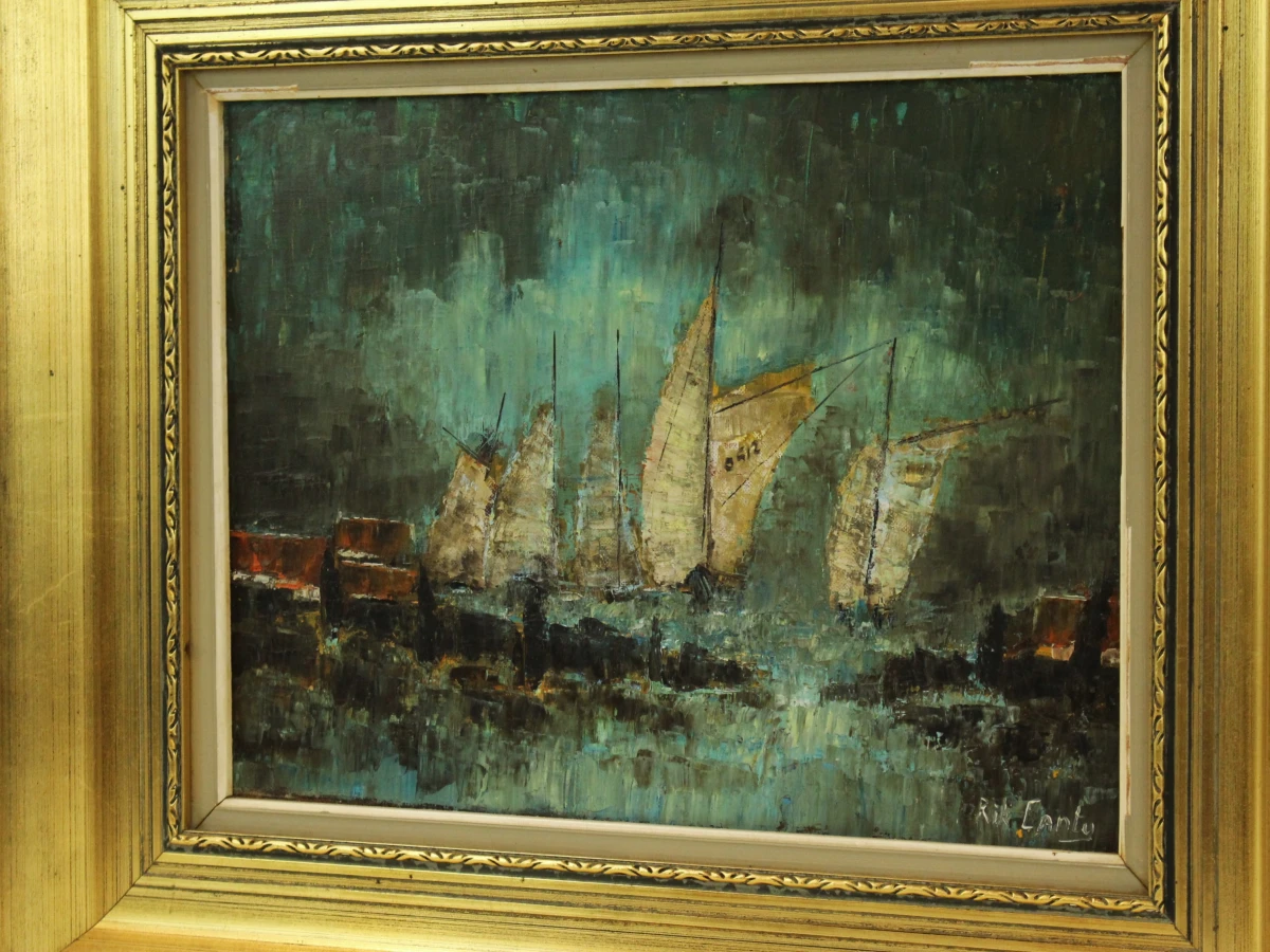 Rik Canty (°1939) – Zeilboten in de haven – olieverf op doek - foto 3