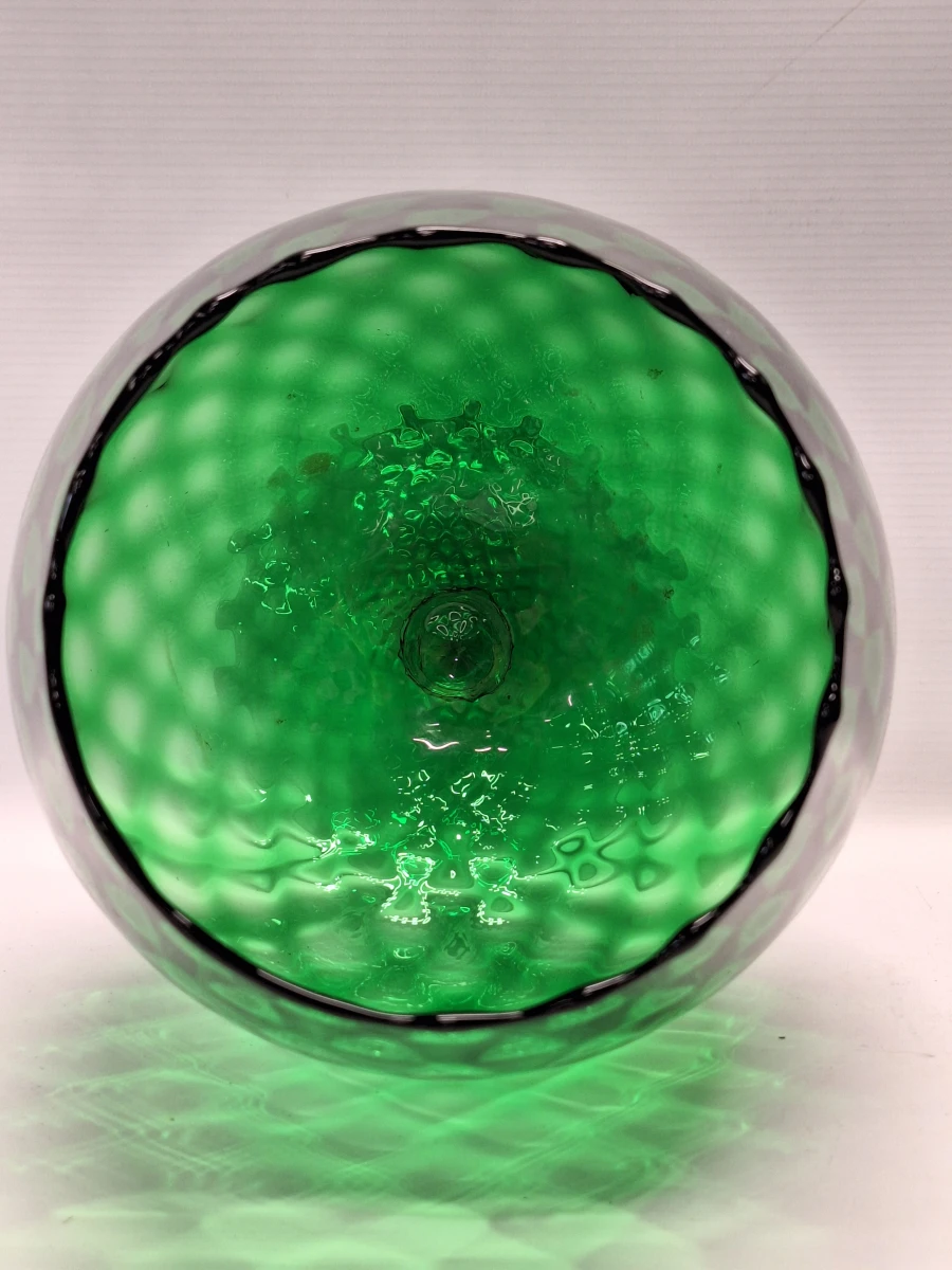 Vintage XL Empoli Glazen Kelkvaas - Smaragdgroen Optisch Geblazen Glas - foto 5