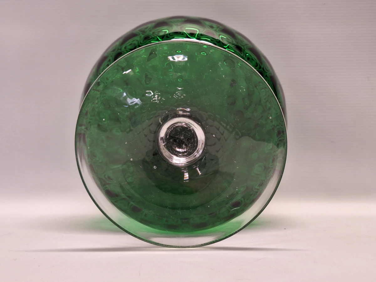 Vintage XL Empoli Glazen Kelkvaas - Smaragdgroen Optisch Geblazen Glas - foto 3