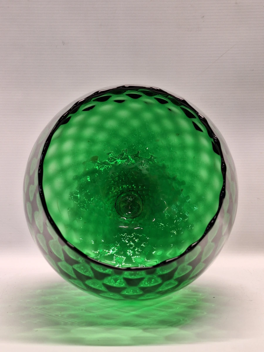 Vintage XL Empoli Glazen Kelkvaas - Smaragdgroen Optisch Geblazen Glas - foto 4