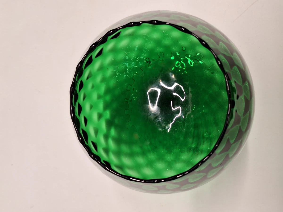 Vintage XL Empoli Glazen Kelkvaas - Smaragdgroen Optisch Geblazen Glas - foto 8