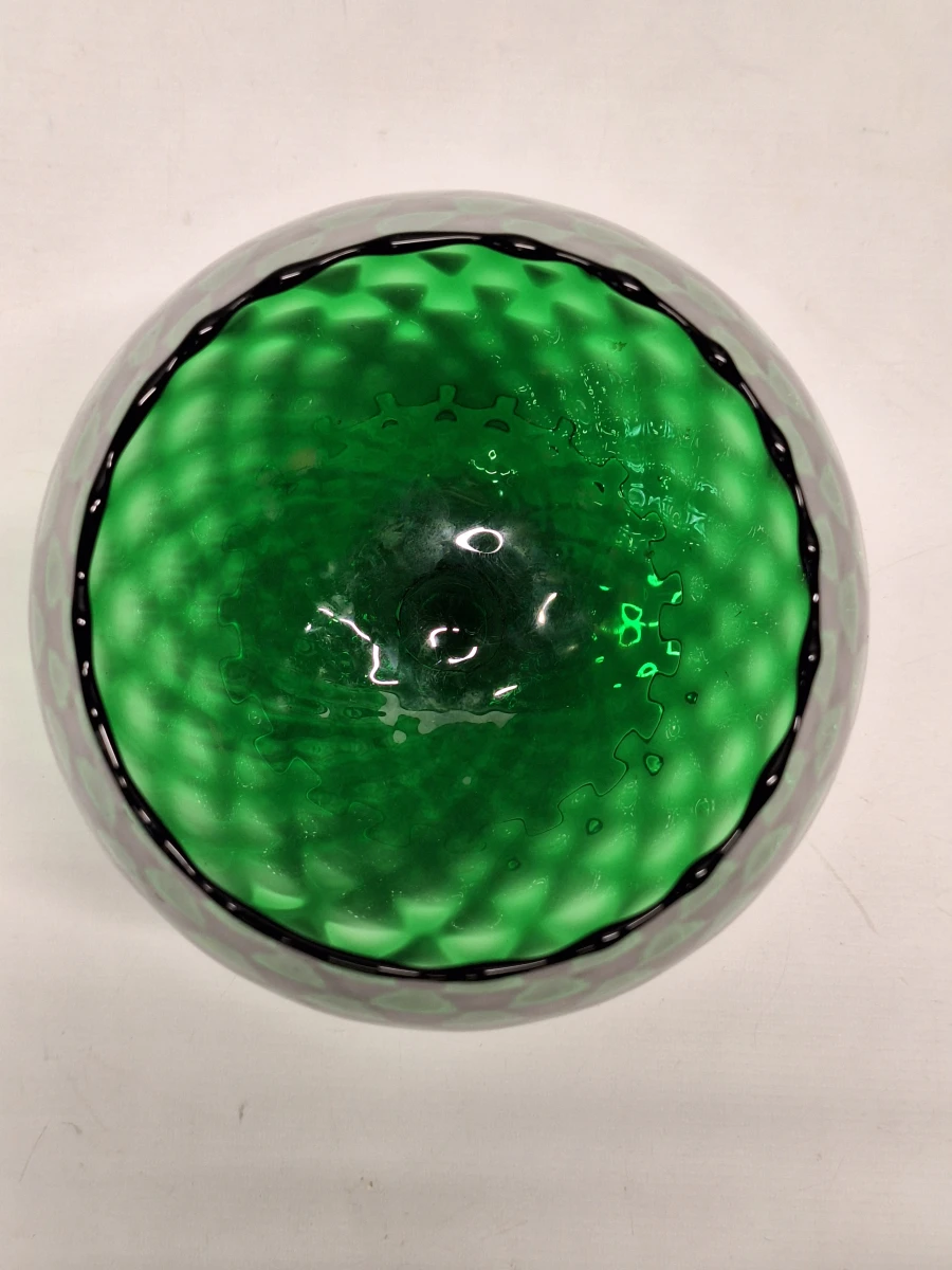 Vintage XL Empoli Glazen Kelkvaas - Smaragdgroen Optisch Geblazen Glas - foto 10