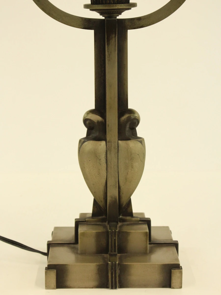 Art-deco tafellamp met groen gemarmerd glas - foto 6