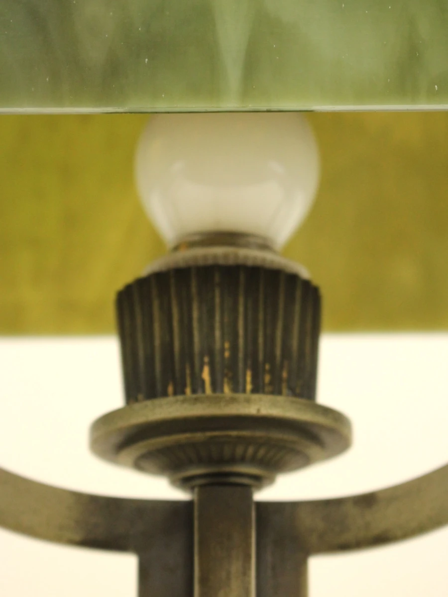 Art-deco tafellamp met groen gemarmerd glas - foto 7