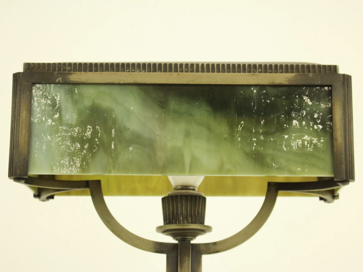 Art-deco tafellamp met groen gemarmerd glas - foto 8
