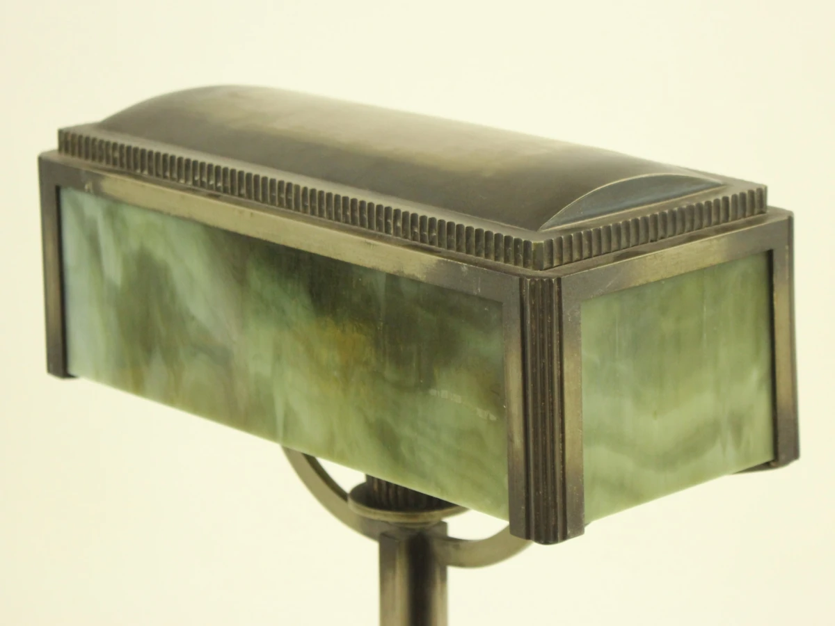 Art-deco tafellamp met groen gemarmerd glas - foto 9
