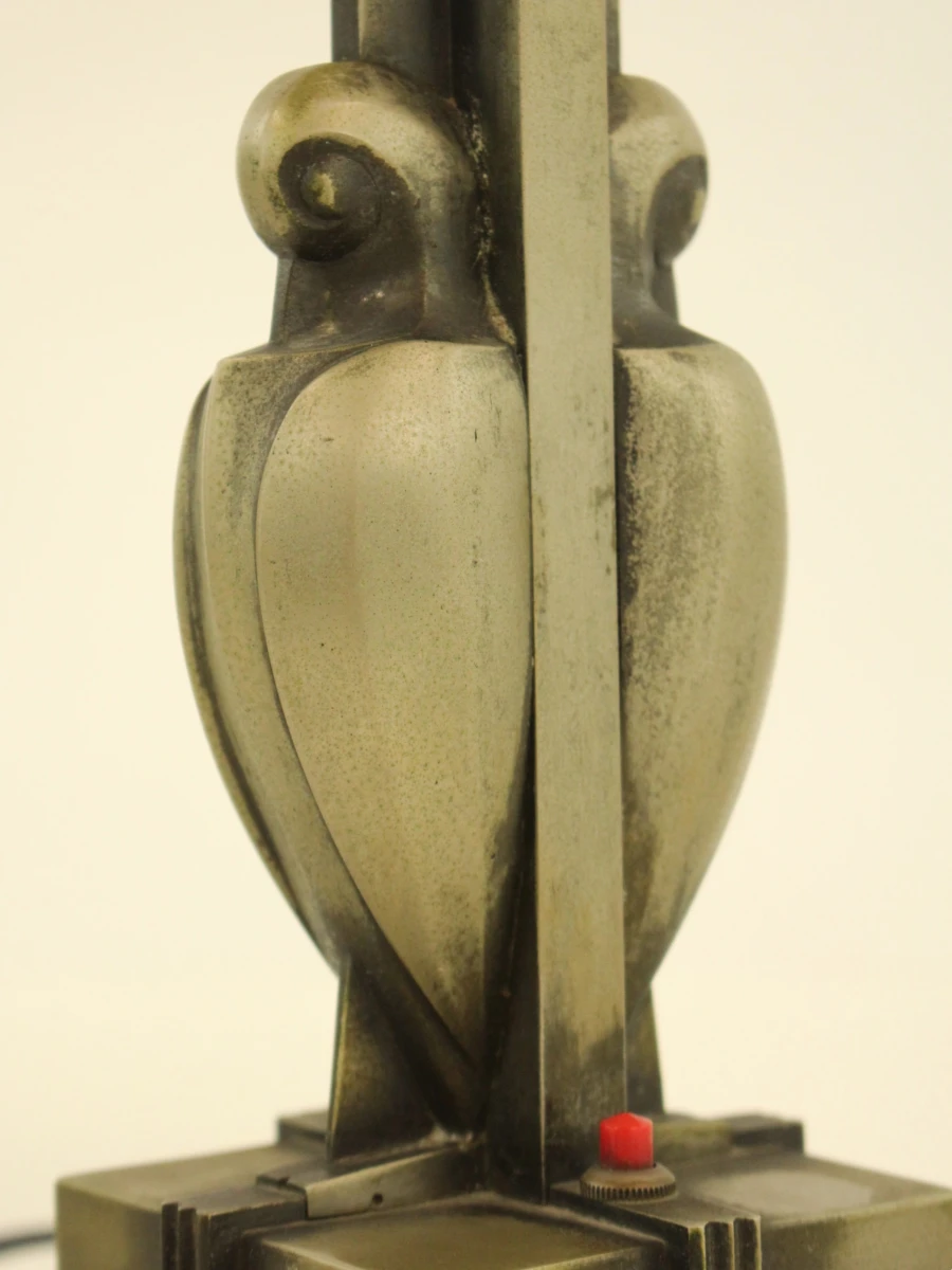 Art-deco tafellamp met groen gemarmerd glas - foto 11