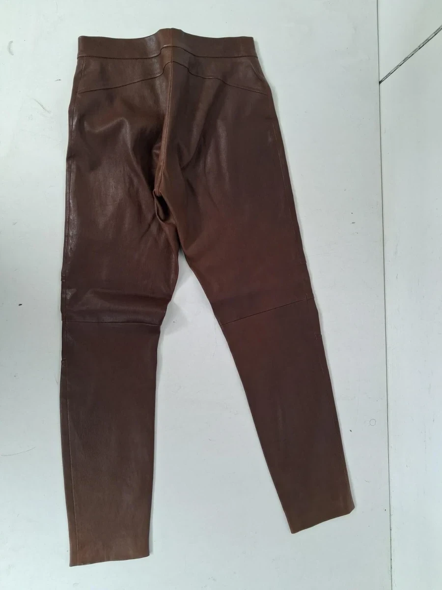 Bruine, slim-fit leren broek van Brunello Cucinelli - foto 2