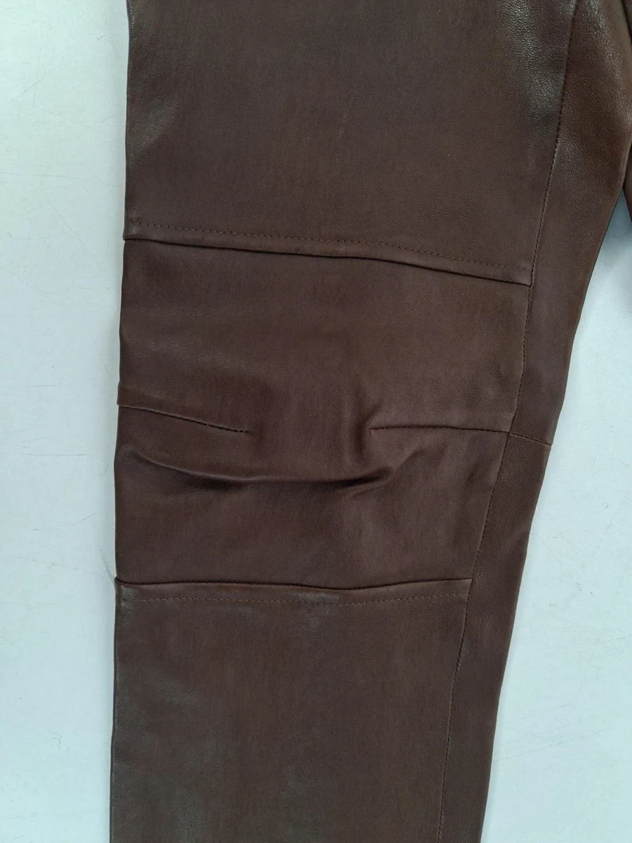 Bruine, slim-fit leren broek van Brunello Cucinelli - foto 3