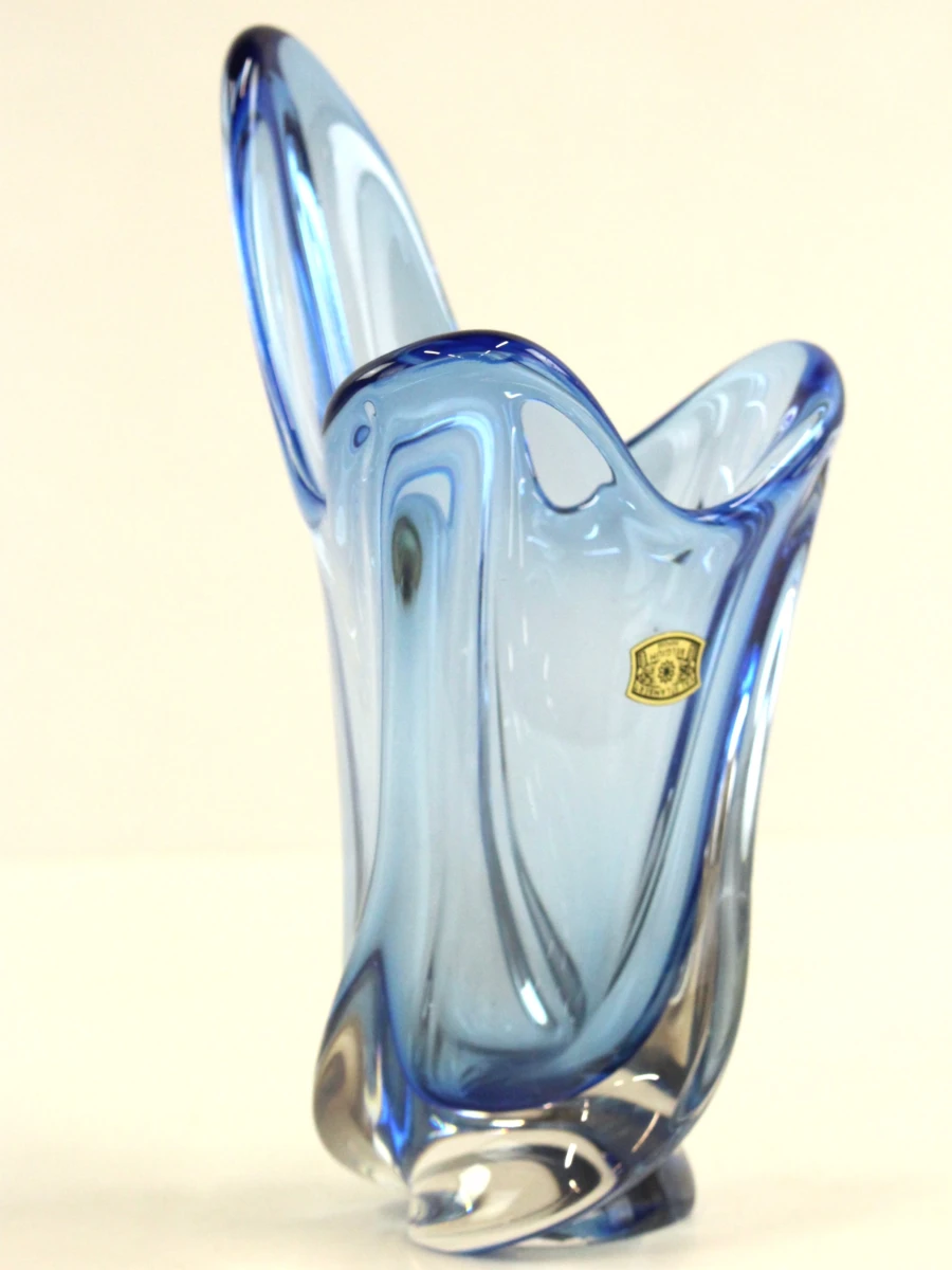 Val Saint Lambert – Blauwe kristallen vaas (22 cm) - foto 2
