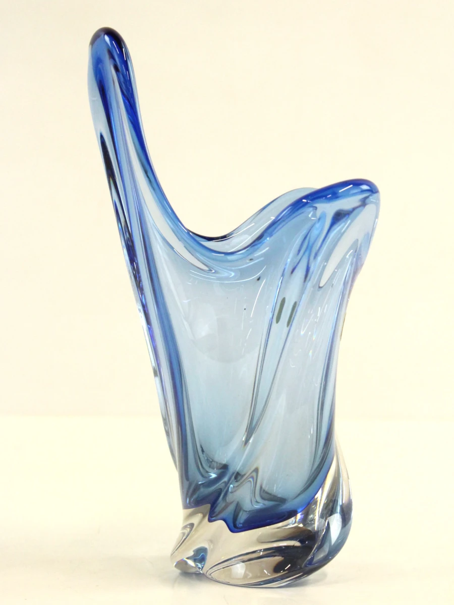 Val Saint Lambert – Blauwe kristallen vaas (22 cm) - foto 3