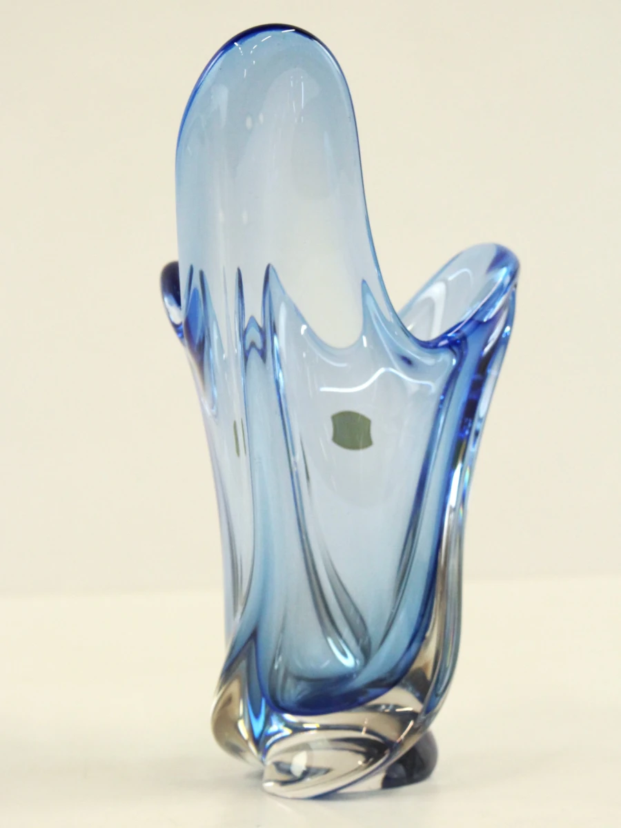 Val Saint Lambert – Blauwe kristallen vaas (22 cm) - foto 4