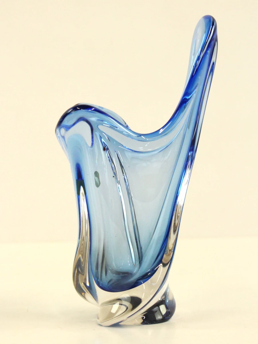 Val Saint Lambert – Blauwe kristallen vaas (22 cm) - foto 5