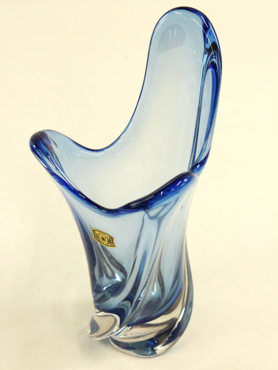Val Saint Lambert – Blauwe kristallen vaas (22 cm) - foto 8