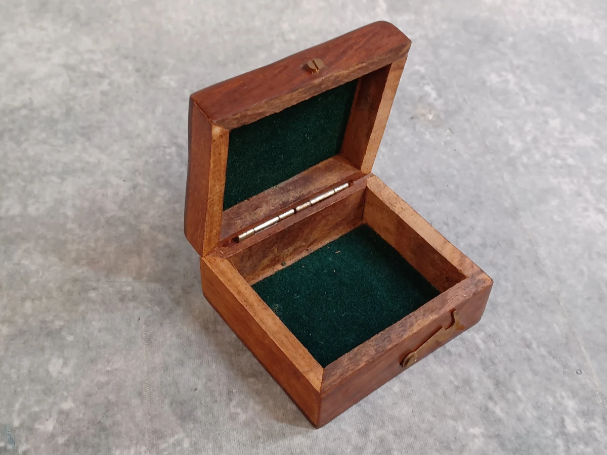 Vintage koperen zakkompas "Ross London" met houten kistje - foto 10