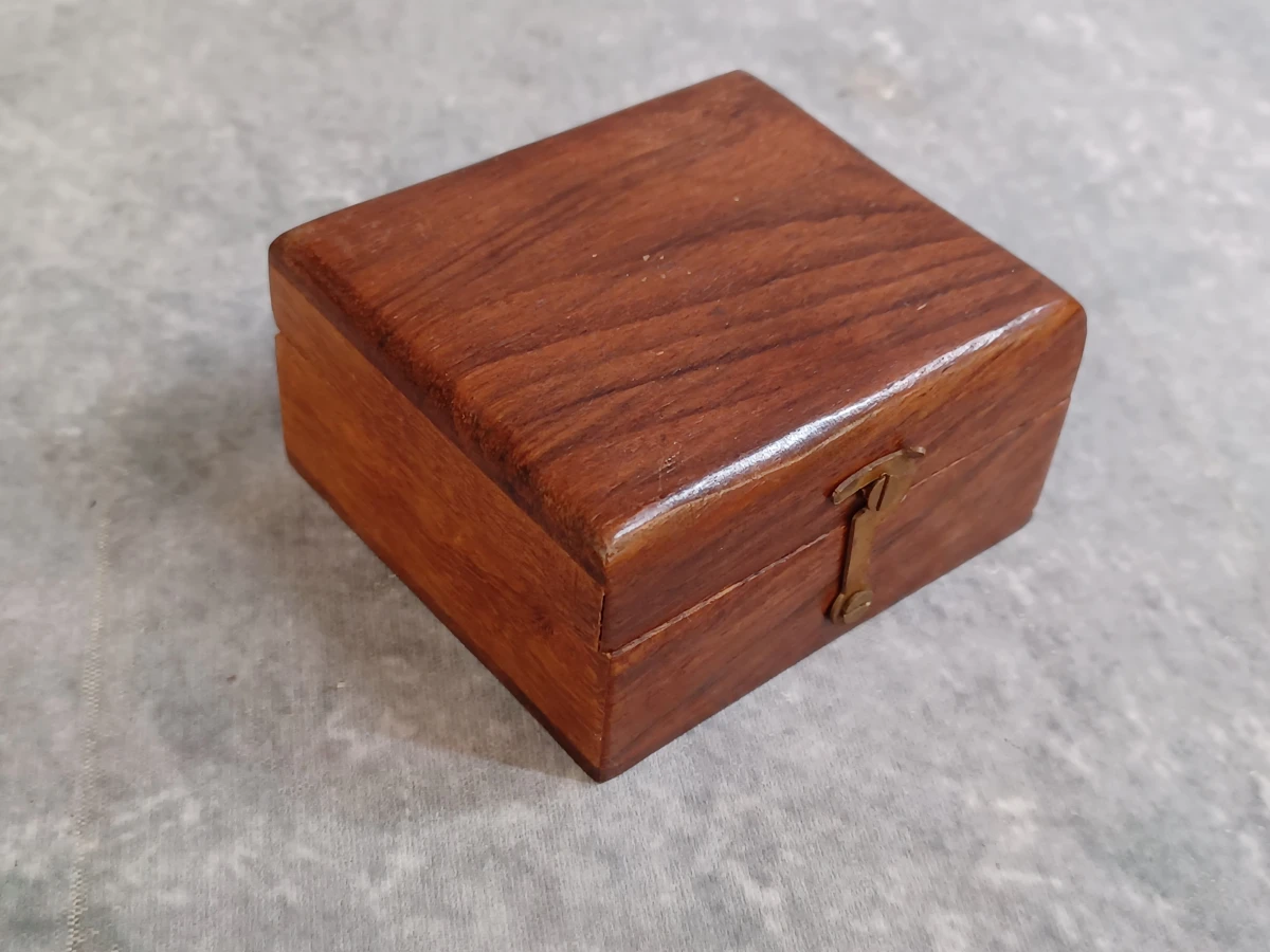 Vintage koperen zakkompas "Ross London" met houten kistje - foto 11