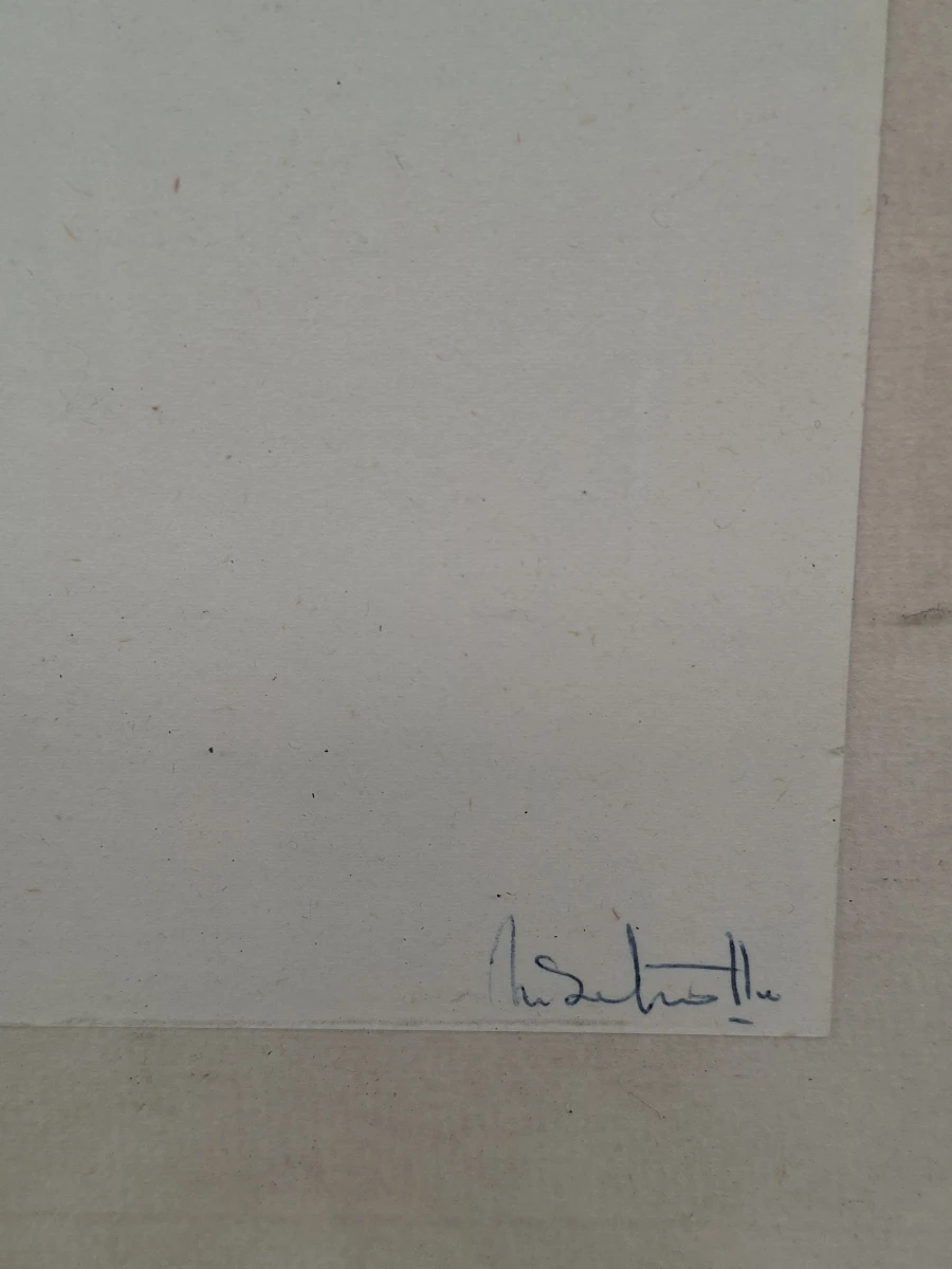 Originele Pentekening "Breiend Moedertje" (1975) – Monique Schotte (Academie Antwerpen / Pol Mara) - foto 2