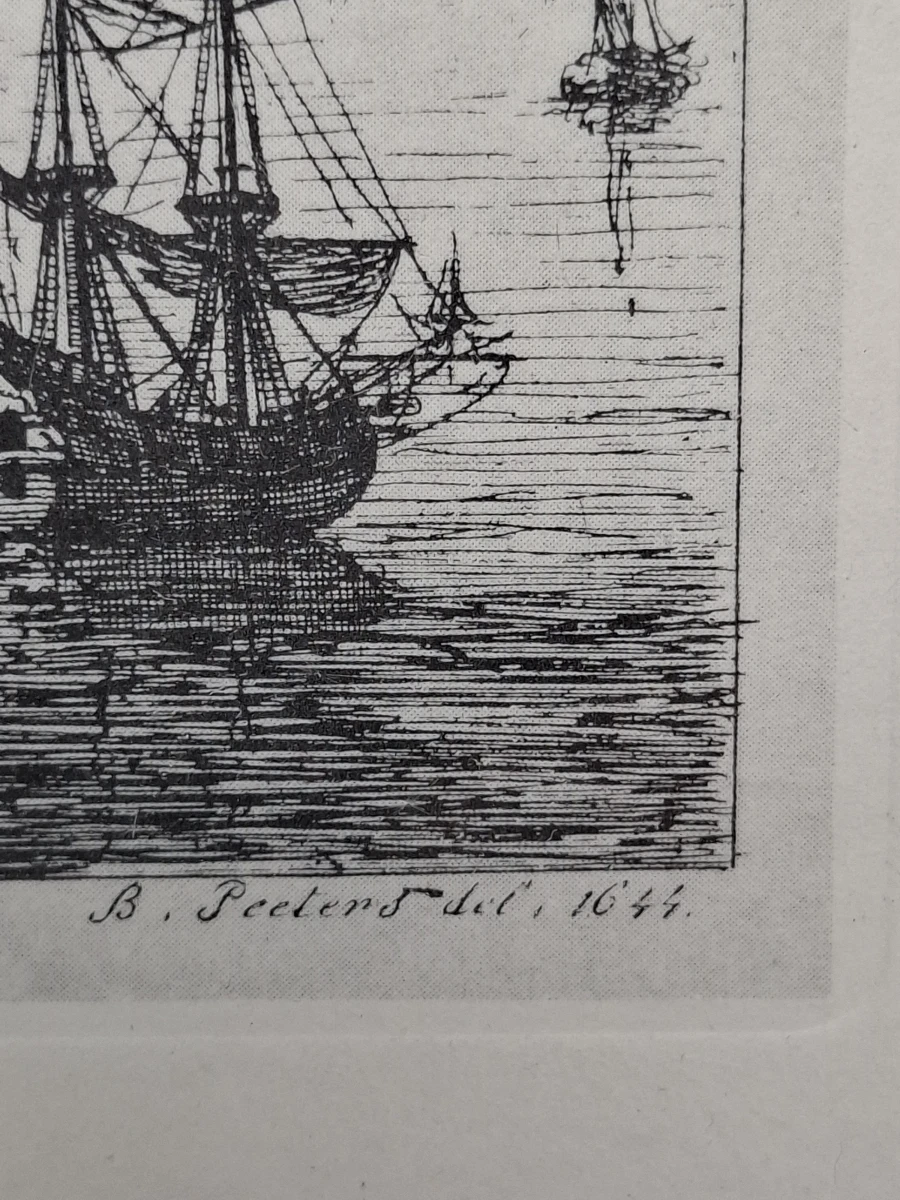 Antiek 19e-Eeuws Havengezicht Antwerpen (1644) – J. Linnig naar B. Peeters - foto 3