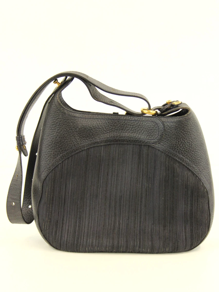 Vintage Delvaux ‘Chardonnay Bigaré’ - donkerblauw leder & toile de cuir - crossbody - foto 3