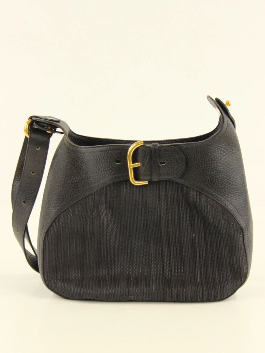 Vintage Delvaux ‘Chardonnay Bigaré’ - donkerblauw leder & toile de cuir - crossbody - foto 5