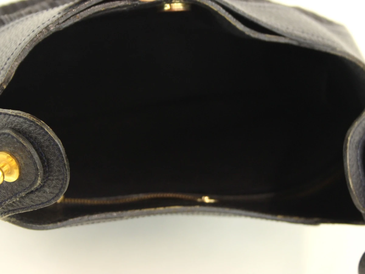 Vintage Delvaux ‘Chardonnay Bigaré’ - donkerblauw leder & toile de cuir - crossbody - foto 7