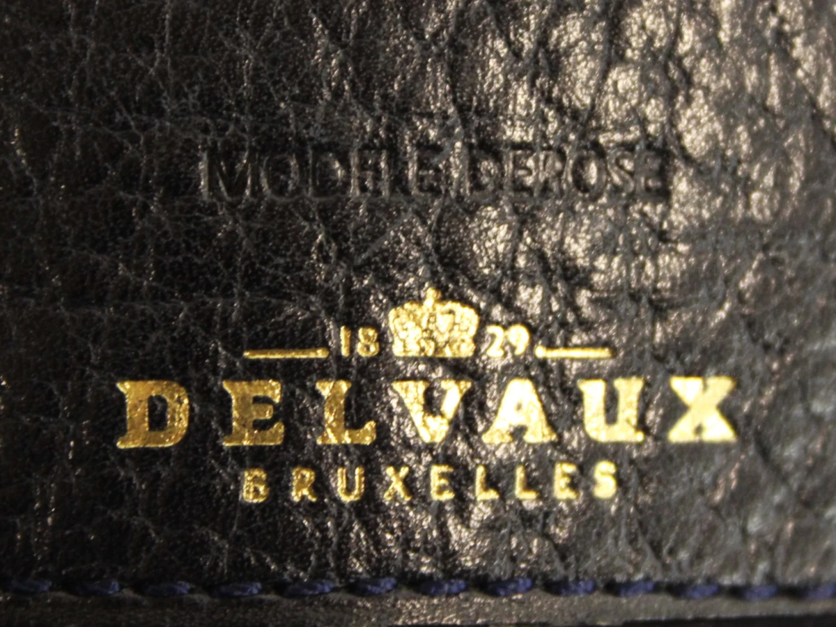 Vintage Delvaux ‘Chardonnay Bigaré’ - donkerblauw leder & toile de cuir - crossbody - foto 9