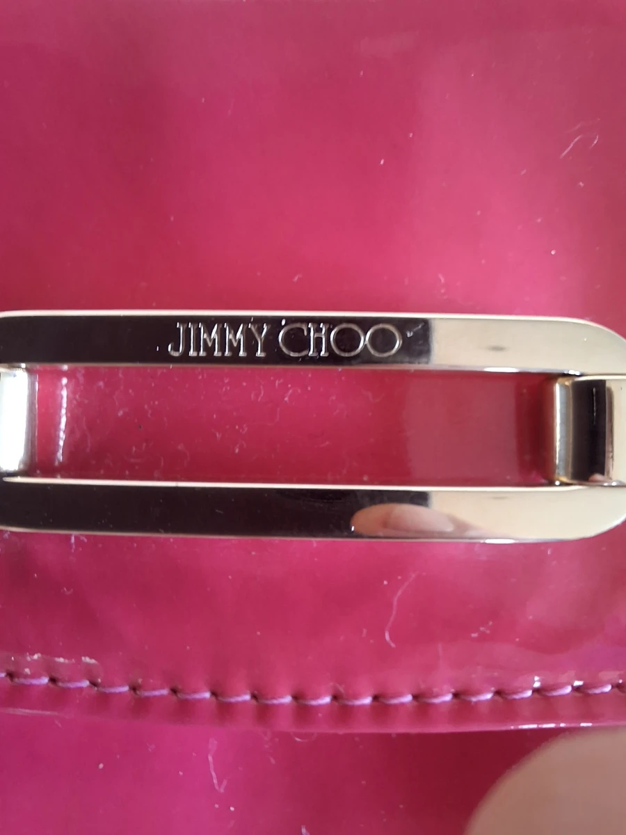 Rode lakleren Jimmy Choo clutch met kettingriem - foto 3