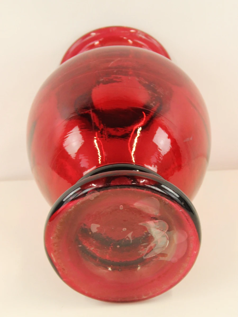 XL - Twee grote glazen vazen in rood & zwart - decoratieve set - 41 en 50 cm - foto 4