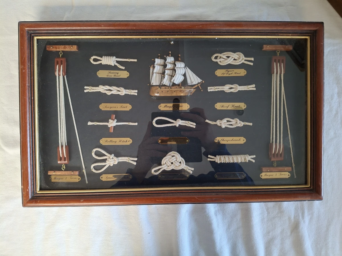 2 vintage maritieme knopenborden in vitrinelijst - foto 3