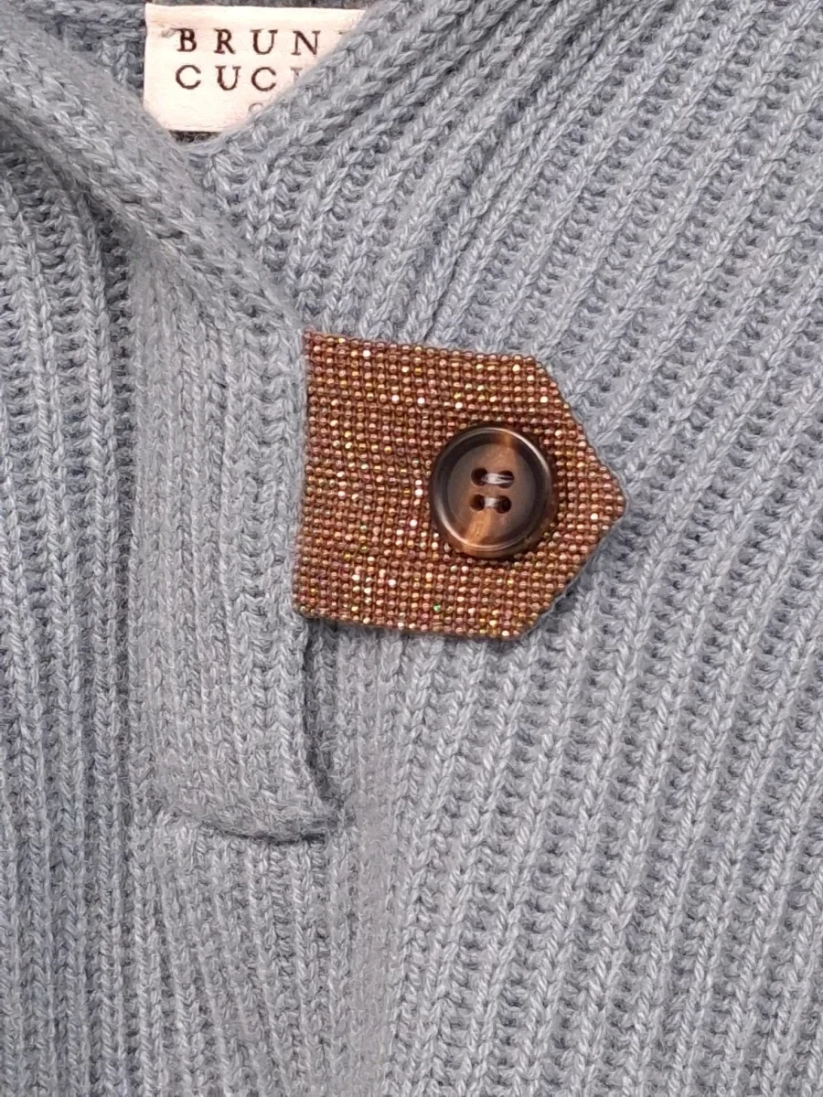 Luxe, geribbelde trui in een stijlvolle avioblauwe kleur, ontworpen door het Italiaanse modehuis Brunello Cucinelli - foto 3