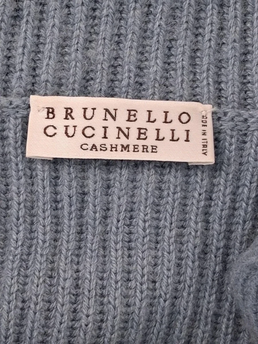 Luxe, geribbelde trui in een stijlvolle avioblauwe kleur, ontworpen door het Italiaanse modehuis Brunello Cucinelli - foto 4