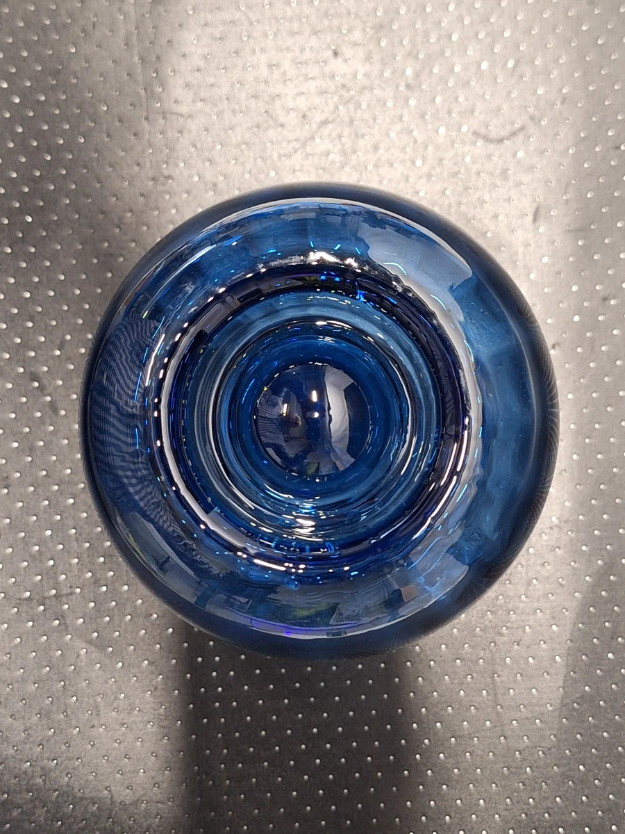 IKEA TONSÄTTA mondgeblazen vaas van blauw optic glas - foto 8