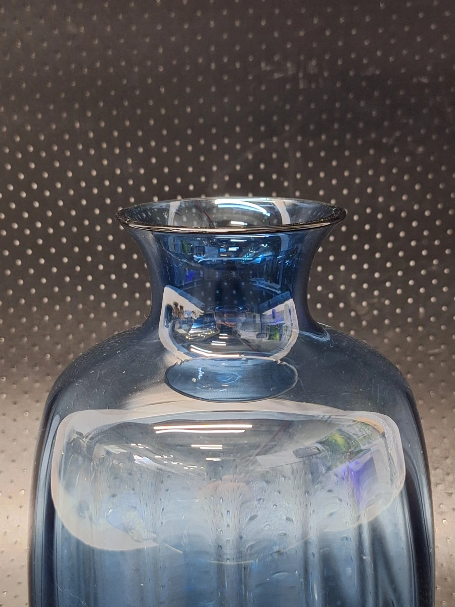 IKEA TONSÄTTA mondgeblazen vaas van blauw optic glas - foto 4