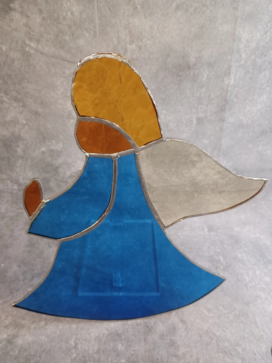 Set van 3 handgemaakte glas-in-lood engelen - Tiffany-stijl - foto 7