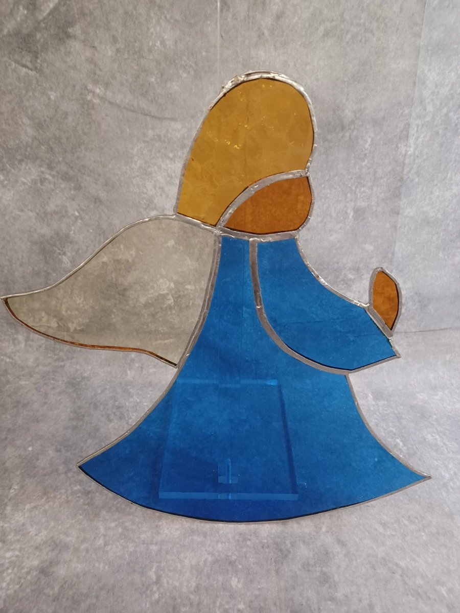 Set van 3 handgemaakte glas-in-lood engelen - Tiffany-stijl - foto 8