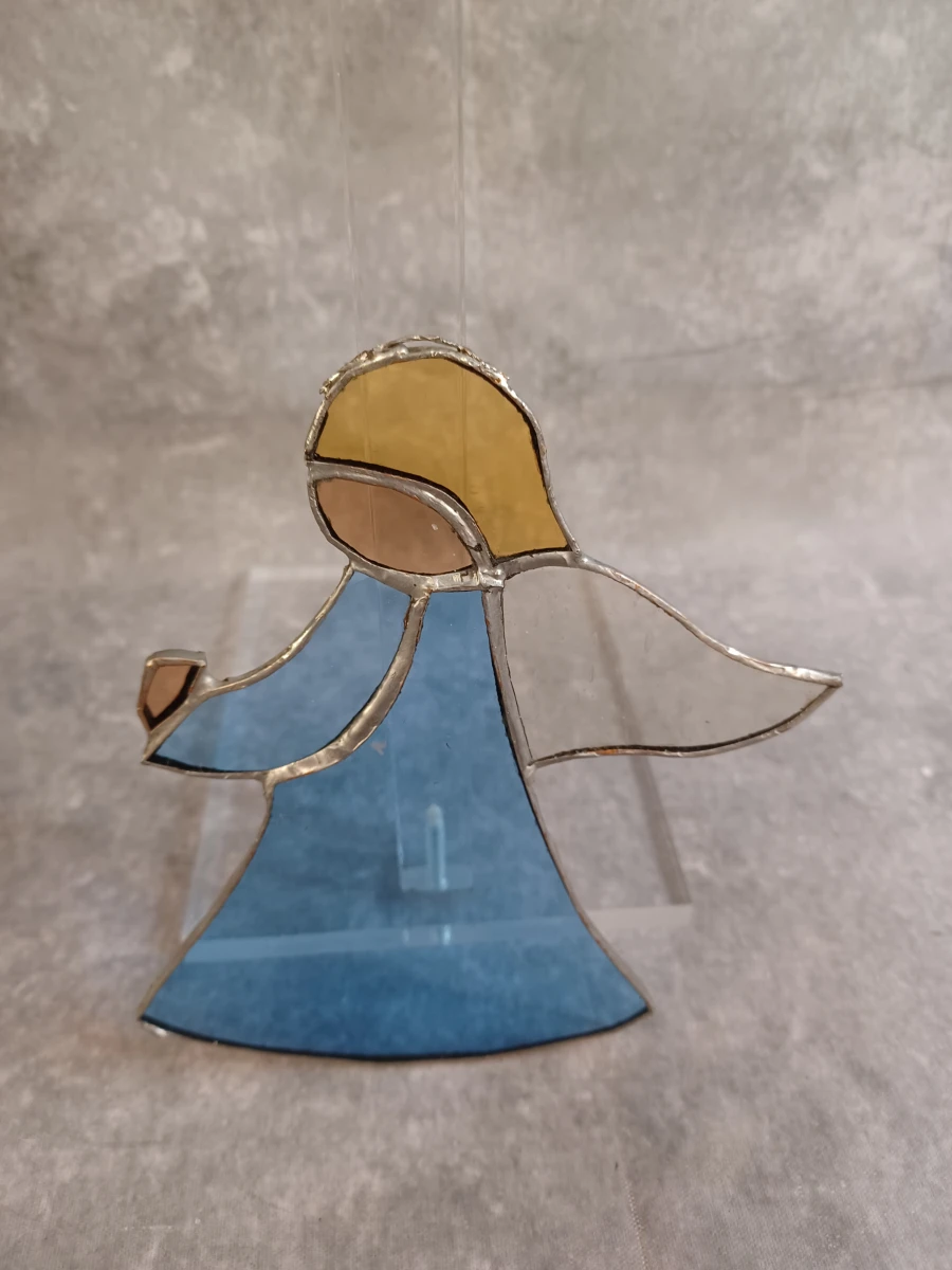 Set van 3 handgemaakte glas-in-lood engelen - Tiffany-stijl - foto 3