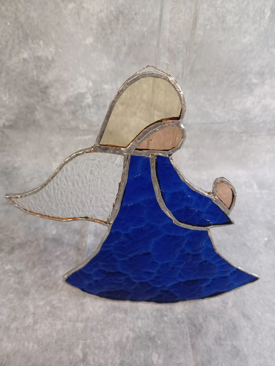 Set van 3 handgemaakte glas-in-lood engelen - Tiffany-stijl - foto 6