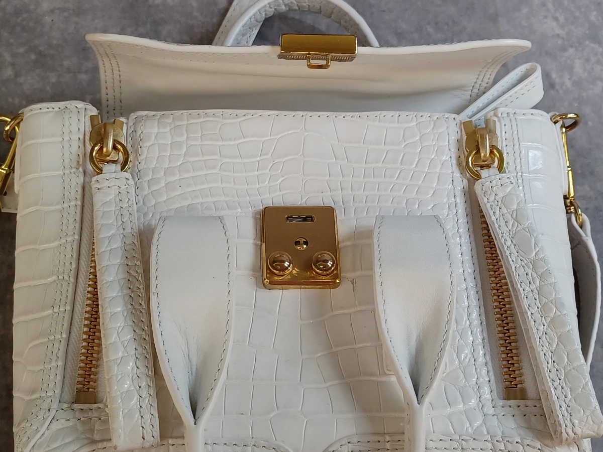 3.1 Phillip Lim Pashli mini handtas in wit krokodillenreliëf leder - foto 8