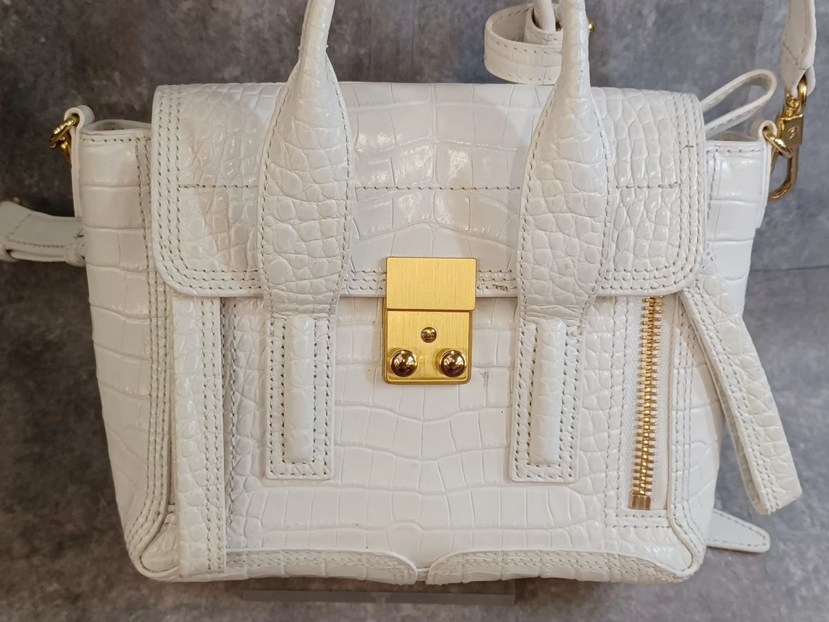 3.1 Phillip Lim Pashli mini handtas in wit krokodillenreliëf leder - foto 2