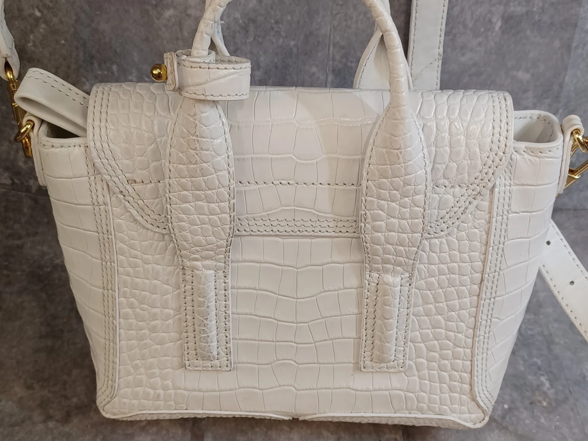 3.1 Phillip Lim Pashli mini handtas in wit krokodillenreliëf leder - foto 4